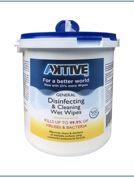 Janitorial Supplies General - Disinfecting Wipes 500 Count Tub Aktive 7 x8