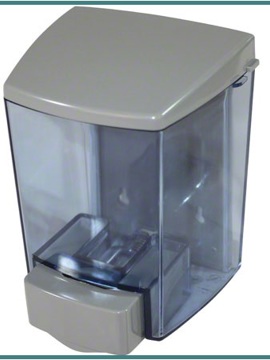 Janitorial Supplies Dispenser -Dispenser Liquid Soap 30oz Grey w/ See thru Plastic Tank